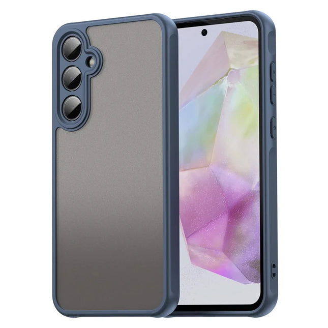For Samsung Galaxy A35 5G Phone Case Drop Proof Airbags Frosted Translucent PC + TPU Back Cover - Blue