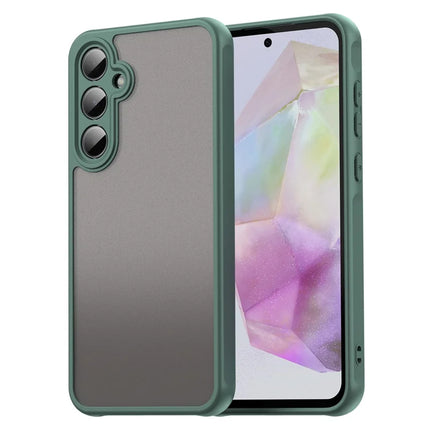 For Samsung Galaxy A35 5G Phone Case Drop Proof Airbags Frosted Translucent PC + TPU Back Cover - Green