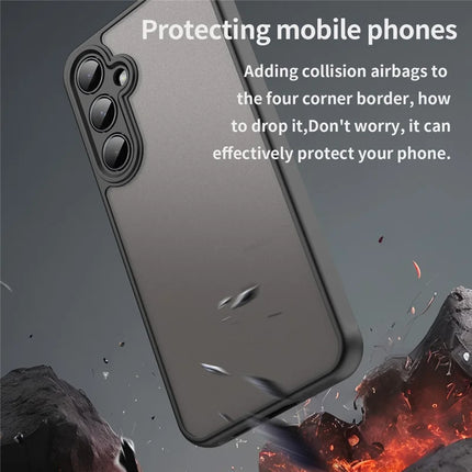 For Samsung Galaxy A55 5G Phone Case Drop Proof Airbags Frosted Translucent PC + TPU Back Cover