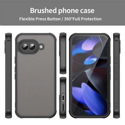 For Google Pixel 9a Phone Case Drop Proof Airbags Frosted Translucent PC + TPU Back Cover
