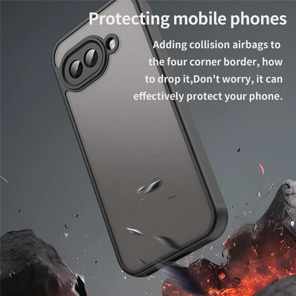 For Google Pixel 9a Phone Case Drop Proof Airbags Frosted Translucent PC + TPU Back Cover