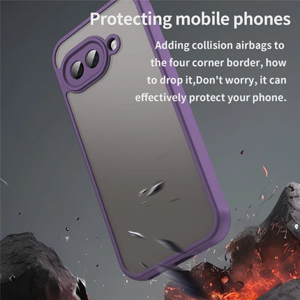 For Google Pixel 9a Phone Case Drop Proof Airbags Frosted Translucent PC + TPU Back Cover