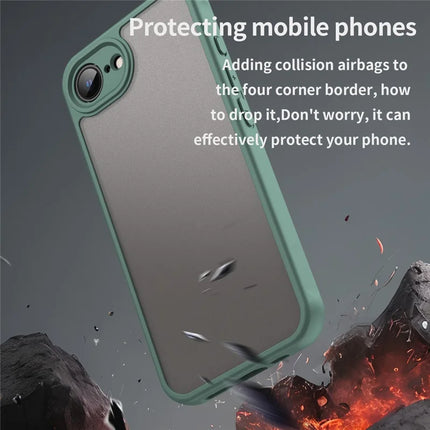 For iPhone 16e Case Drop Proof Airbags Frosted Translucent PC + TPU Phone Back Cover