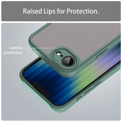 For iPhone 16e Case Drop Proof Airbags Frosted Translucent PC + TPU Phone Back Cover