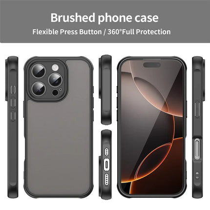 For iPhone 16 Pro Phone Case Drop Proof Airbags Frosted Translucent PC + TPU Back Cover