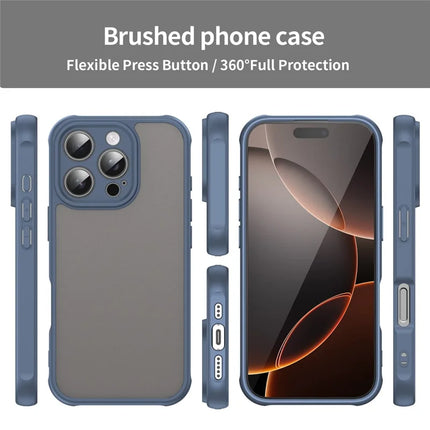For iPhone 16 Pro Phone Case Drop Proof Airbags Frosted Translucent PC + TPU Back Cover
