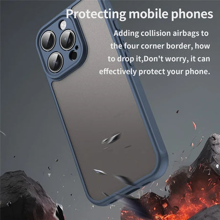 For iPhone 16 Pro Phone Case Drop Proof Airbags Frosted Translucent PC + TPU Back Cover