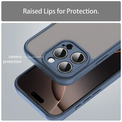 For iPhone 16 Pro Phone Case Drop Proof Airbags Frosted Translucent PC + TPU Back Cover
