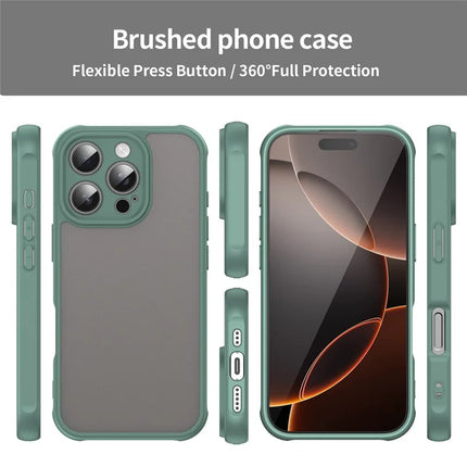 For iPhone 16 Pro Phone Case Drop Proof Airbags Frosted Translucent PC + TPU Back Cover
