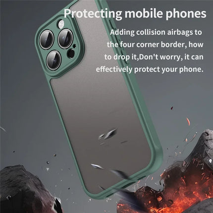 For iPhone 16 Pro Phone Case Drop Proof Airbags Frosted Translucent PC + TPU Back Cover
