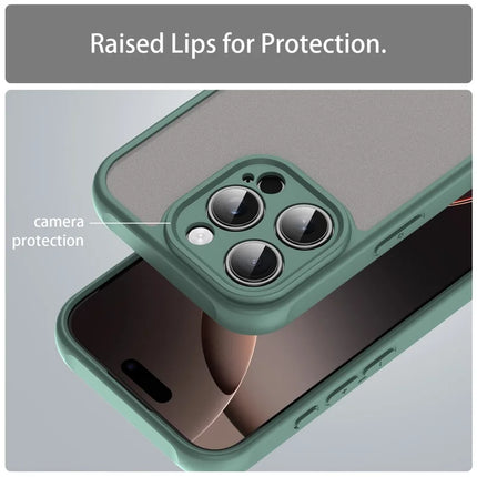 For iPhone 16 Pro Phone Case Drop Proof Airbags Frosted Translucent PC + TPU Back Cover