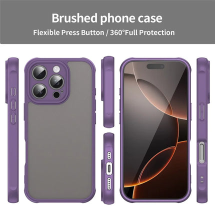 For iPhone 16 Pro Phone Case Drop Proof Airbags Frosted Translucent PC + TPU Back Cover
