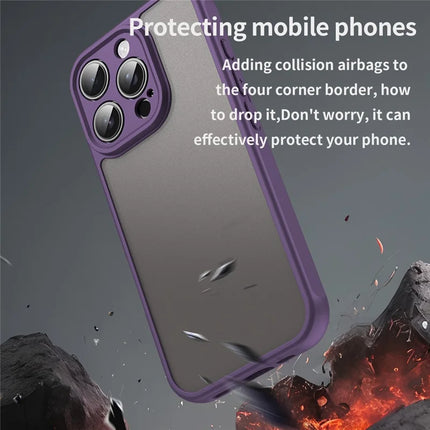 For iPhone 16 Pro Phone Case Drop Proof Airbags Frosted Translucent PC + TPU Back Cover