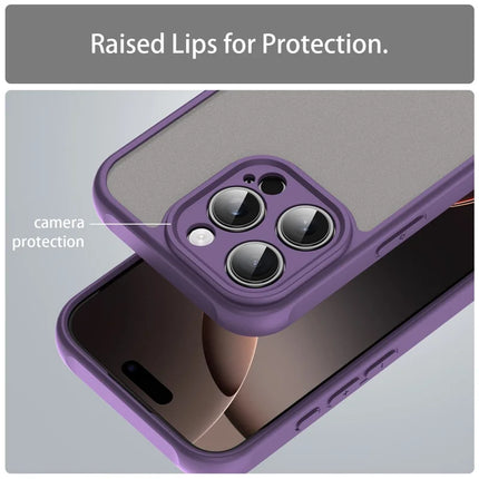 For iPhone 16 Pro Phone Case Drop Proof Airbags Frosted Translucent PC + TPU Back Cover