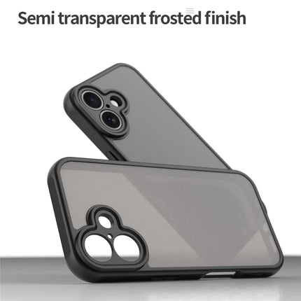 For iPhone 16 Case Drop Proof Airbags Frosted Translucent PC + TPU Phone Back Cover