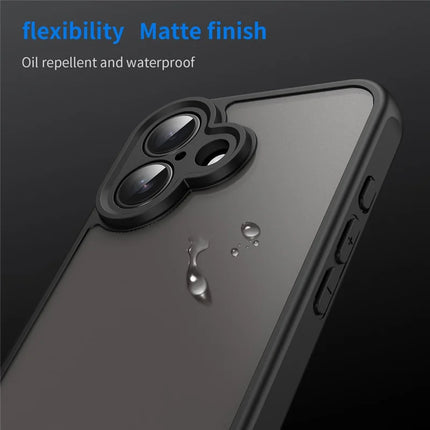 For iPhone 16 Case Drop Proof Airbags Frosted Translucent PC + TPU Phone Back Cover