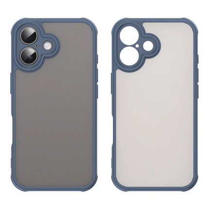 For iPhone 16 Case Drop Proof Airbags Frosted Translucent PC + TPU Phone Back Cover
