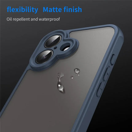 For iPhone 16 Case Drop Proof Airbags Frosted Translucent PC + TPU Phone Back Cover