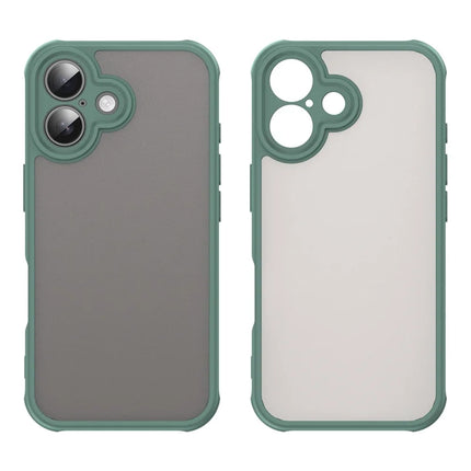 For iPhone 16 Case Drop Proof Airbags Frosted Translucent PC + TPU Phone Back Cover