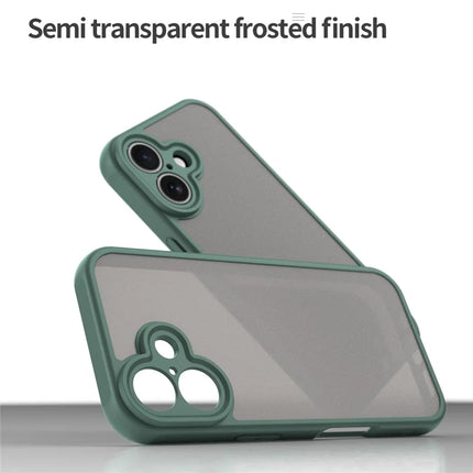For iPhone 16 Case Drop Proof Airbags Frosted Translucent PC + TPU Phone Back Cover