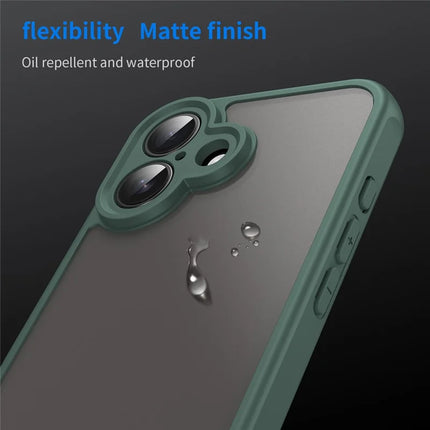 For iPhone 16 Case Drop Proof Airbags Frosted Translucent PC + TPU Phone Back Cover