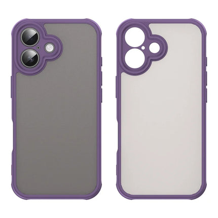 For iPhone 16 Case Drop Proof Airbags Frosted Translucent PC + TPU Phone Back Cover