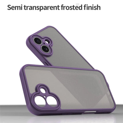 For iPhone 16 Case Drop Proof Airbags Frosted Translucent PC + TPU Phone Back Cover