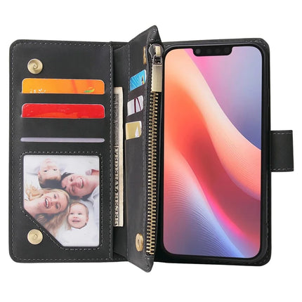 For iPhone 16e Case Zipper Wallet Multiple Card Slots Leather Phone Cover