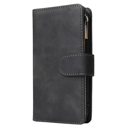 For iPhone 16e Case Zipper Wallet Multiple Card Slots Leather Phone Cover