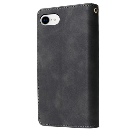 For iPhone 16e Case Zipper Wallet Multiple Card Slots Leather Phone Cover