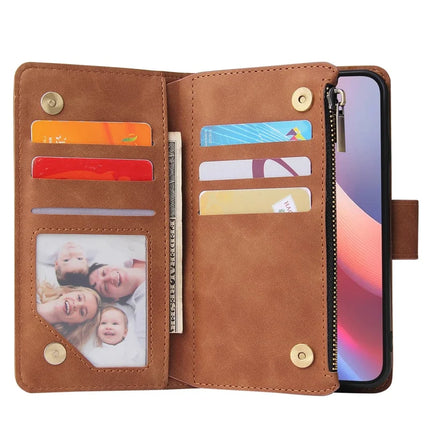 For iPhone 16e Case Zipper Wallet Multiple Card Slots Leather Phone Cover