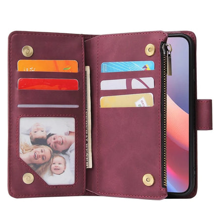 For iPhone 16e Case Zipper Wallet Multiple Card Slots Leather Phone Cover