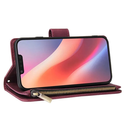 For iPhone 16e Case Zipper Wallet Multiple Card Slots Leather Phone Cover