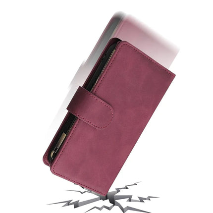 For iPhone 16e Case Zipper Wallet Multiple Card Slots Leather Phone Cover