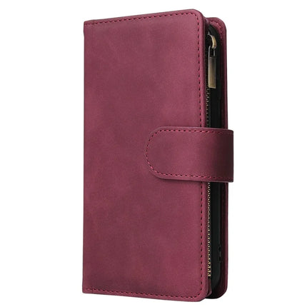 For iPhone 16e Case Zipper Wallet Multiple Card Slots Leather Phone Cover