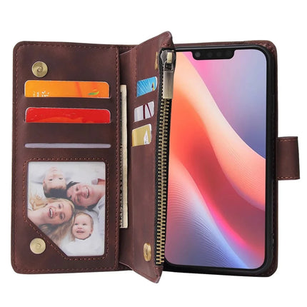 For iPhone 16e Case Zipper Wallet Multiple Card Slots Leather Phone Cover