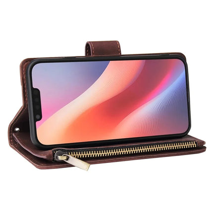 For iPhone 16e Case Zipper Wallet Multiple Card Slots Leather Phone Cover