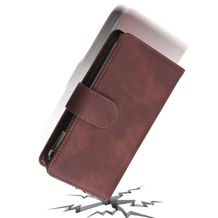 For iPhone 16e Case Zipper Wallet Multiple Card Slots Leather Phone Cover