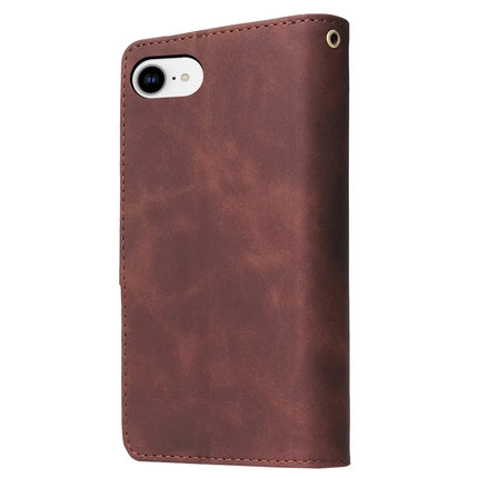 For iPhone 16e Case Zipper Wallet Multiple Card Slots Leather Phone Cover