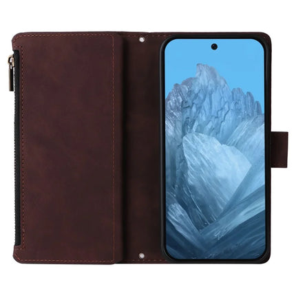 For Google Pixel 9a Case Zipper Wallet Multiple Card Slots Leather Phone Cover