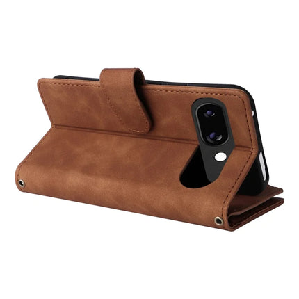 For Google Pixel 9a Case Zipper Wallet Multiple Card Slots Leather Phone Cover