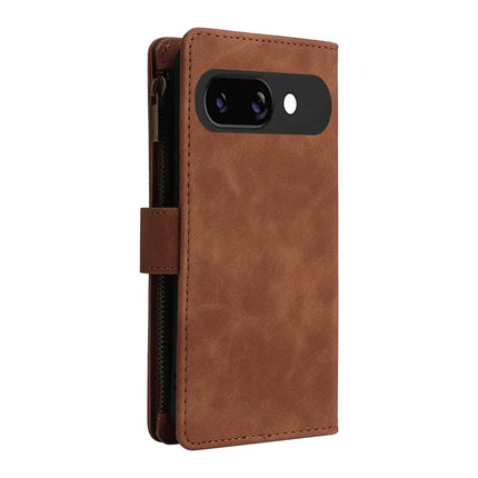 For Google Pixel 9a Case Zipper Wallet Multiple Card Slots Leather Phone Cover