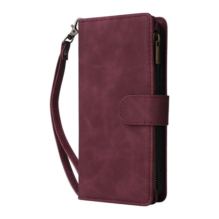 For Google Pixel 9a Case Zipper Wallet Multiple Card Slots Leather Phone Cover