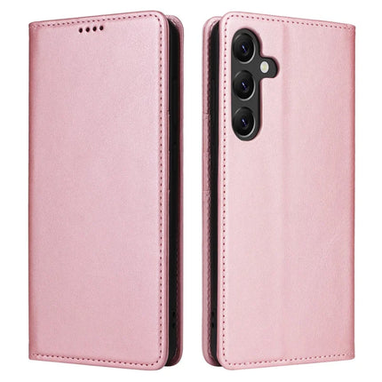 For Samsung Galaxy A56 5G Case RFID Blocking PU Leather Phone Wallet Cover - Pink