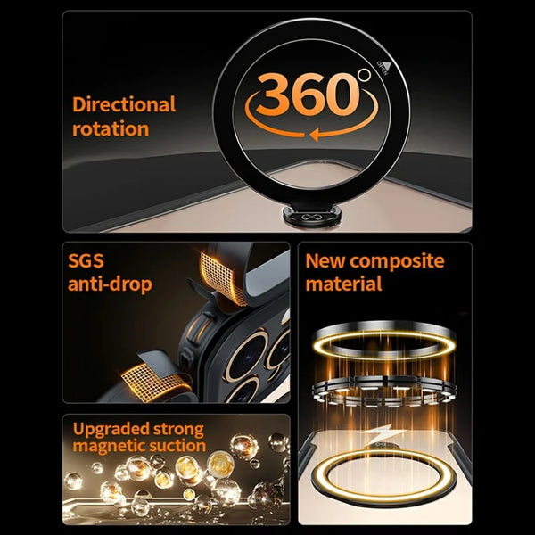 ShopCaseCart Protective Magnetic iPhone 16 Pro Max Protective cover 360 Degree Snap-on Rotating Kickstand Impact-resistant Phone Guard