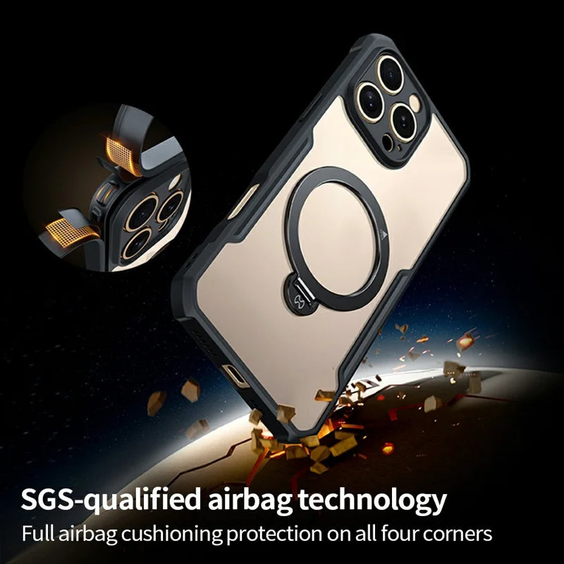 ShopCaseCart Protective Magnetic iPhone 16 Pro Max Protective cover 360 Degree Snap-on Rotating Kickstand Impact-resistant Phone Guard