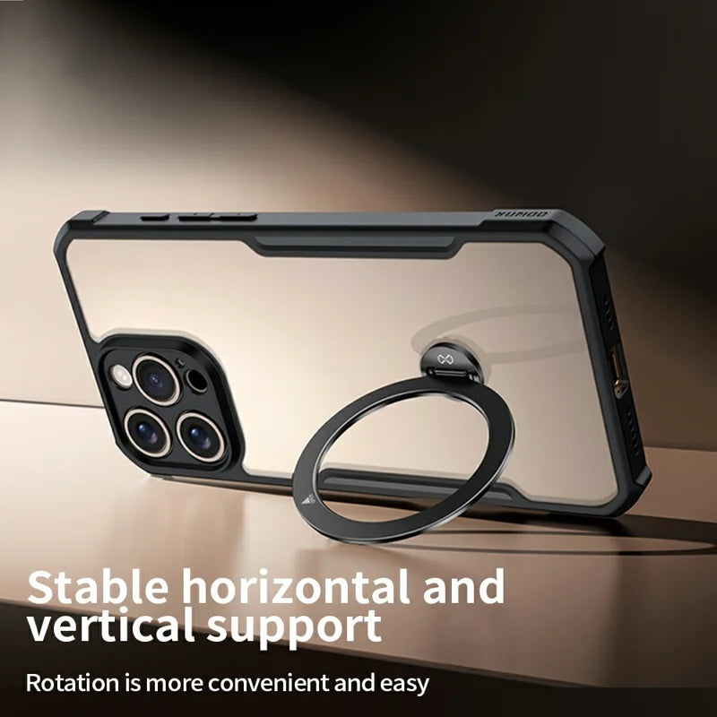 ShopCaseCart Premium Kickstand iPhone 16 Pro Protective cover 360 Degree Snap-on Rotating Kickstand Impact-resistant Phone Guard