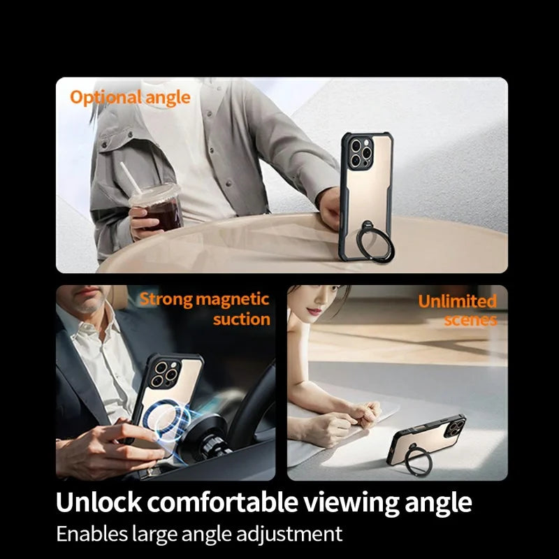 ShopCaseCart Premium Kickstand iPhone 16 Pro Protective cover 360 Degree Snap-on Rotating Kickstand Impact-resistant Phone Guard