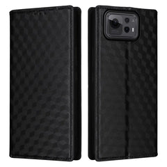 For Asus Zenfone 12 Ultra 5G Case Wallet Rhombus Imprinted Leather Phone Cover - Black