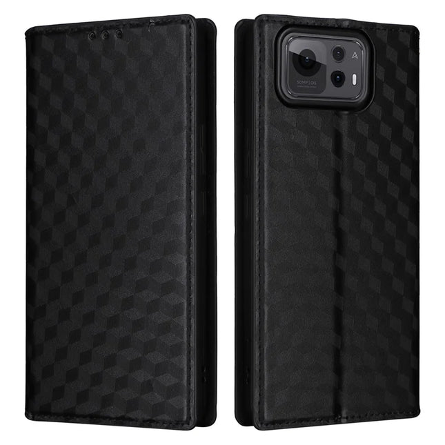 For Asus Zenfone 12 Ultra 5G Case Wallet Rhombus Imprinted Leather Phone Cover - Black